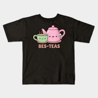 Cute Teacup and Teapot Bes Teas Besties Kids T-Shirt